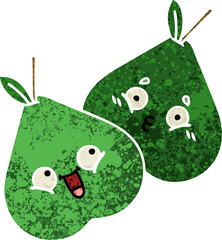 retro illustration style cartoon pears