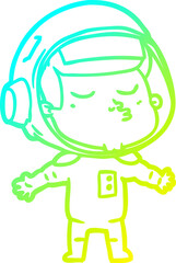 Obraz premium cold gradient line drawing cartoon confident astronaut