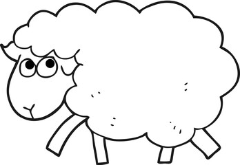 black and white cartoon sheep