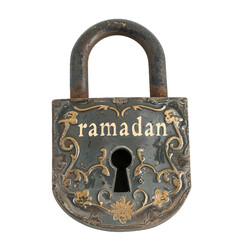 ramadan written on a padlock, PNG transparent object