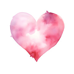 Watercolor pink heart  isolated on transparent background