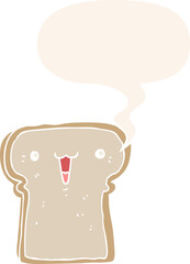 cute cartoon drawing and speech bubble in retro style