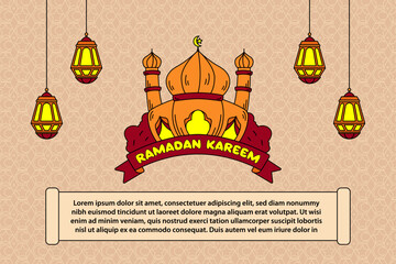 Background graphic vector illustrations ramadan kareem mosque night