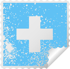 distressed square peeling sticker symbol addition symbol