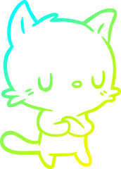 cold gradient line drawing cute cartoon cat