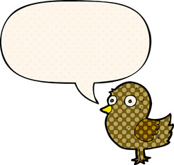 cartoon bird and speech bubble in comic book style