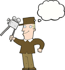 cartoon film maker with thought bubble