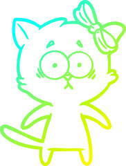 cold gradient line drawing cartoon cat
