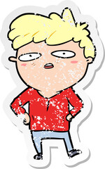 Obraz premium distressed sticker of a cartoon impatient man