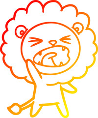 warm gradient line drawing cartoon lion