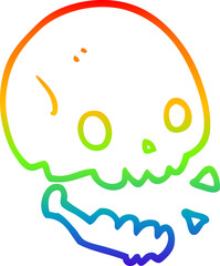 rainbow gradient line drawing cartoon spooky skull