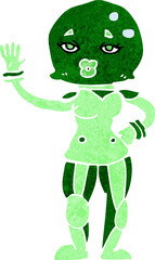 cartoon female astronaut