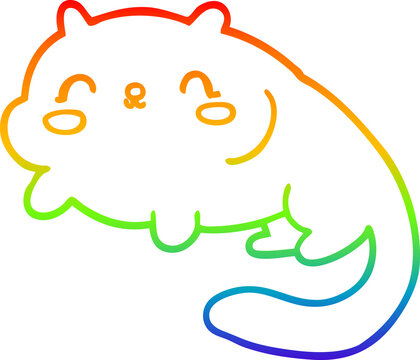 recommend clip art: rainbow gradient line drawing cartoon cat
