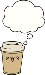 cartoon take out coffee and thought bubble