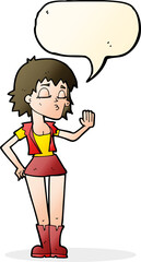 cartoon cool girl with speech bubble