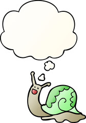 cute cartoon snail and thought bubble in smooth gradient style