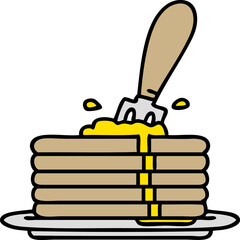 cartoon stack of pancakes with butter