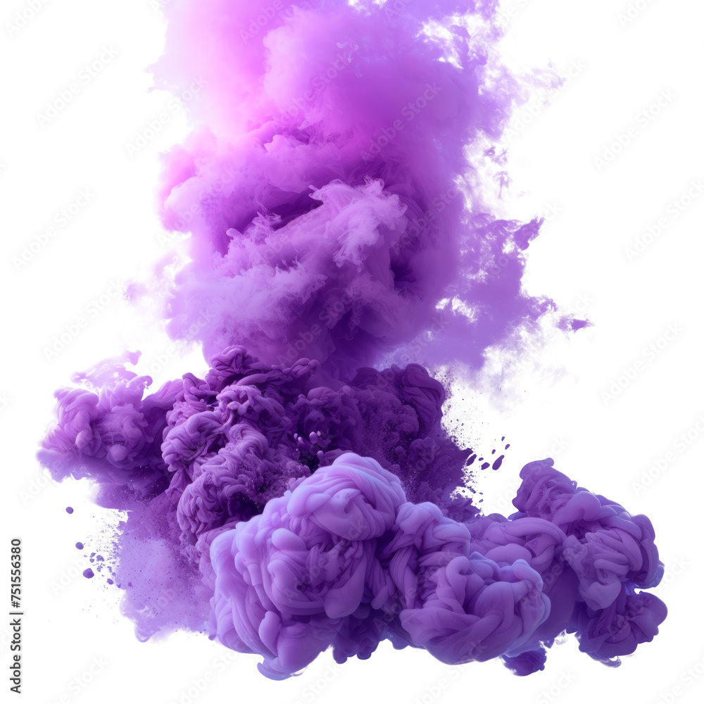 Wall mural a purple and pink smoke cloud. isolated on transparent background, png