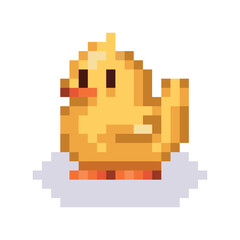 Vector Cute Pixel Art Character Cartoon Duck Illustration Isolated