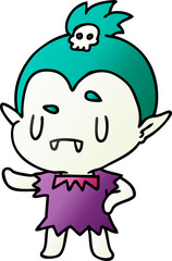 gradient cartoon kawaii of cute vampire girl