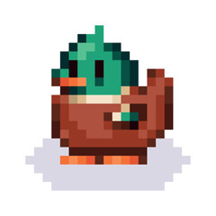 Fototapeta premium Vector Cute Pixel Art Character Cartoon Duck Illustration Isolated