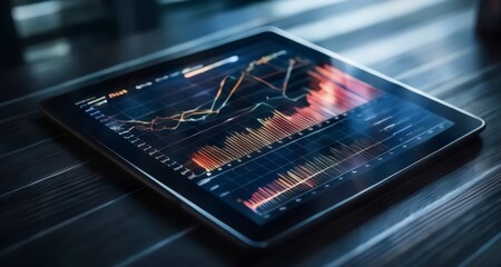  Analyzing financial data on a tablet