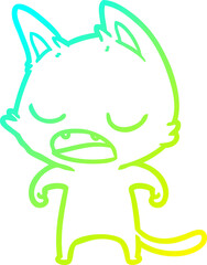 cold gradient line drawing talking cat cartoon