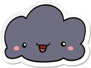 sticker of a cute cartoon cloud