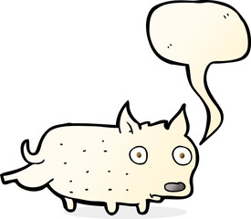 cartoon little dog cocking leg with speech bubble