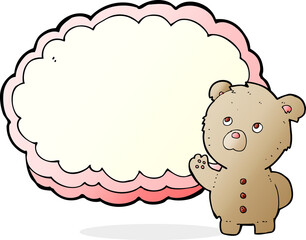cartoon teddy bear with text space cloud