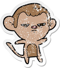 distressed sticker of a cartoon monkey