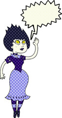 comic book speech bubble cartoon vampire girl waving