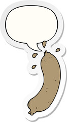 cartoon sausage and speech bubble sticker