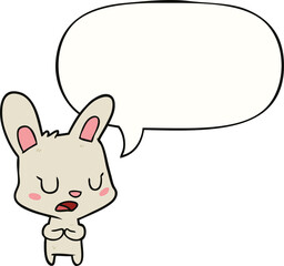 cartoon rabbit talking and speech bubble