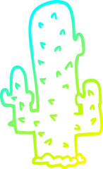 cold gradient line drawing cartoon cactus