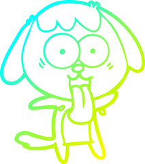 cold gradient line drawing cute cartoon dog