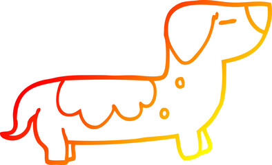warm gradient line drawing cartoon sausage dog