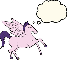 cartoon pegasus with thought bubble