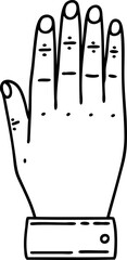 black line tattoo of a hand