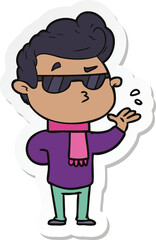 sticker of a cartoon cool guy