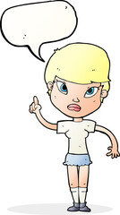 cartoon woman with idea with speech bubble