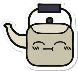 sticker of a cute cartoon kettle