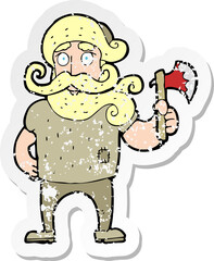 retro distressed sticker of a cartoon lumberjack with axe