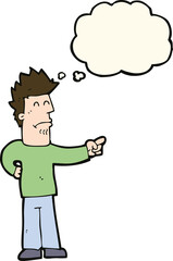 cartoon man pointing with thought bubble
