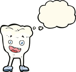 cartoon tooth with thought bubble