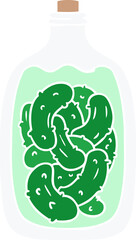 cartoon doodle jar of pickled gherkins
