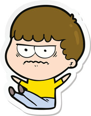 sticker of a cartoon annoyed man