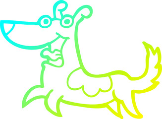 cold gradient line drawing happy dog cartoon