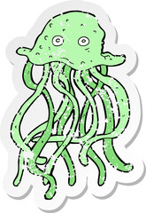 retro distressed sticker of a cartoon octopus