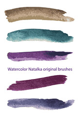 Fototapeta premium set of watercolor original brushes vector for any design, for illustrator, artist brushes, 